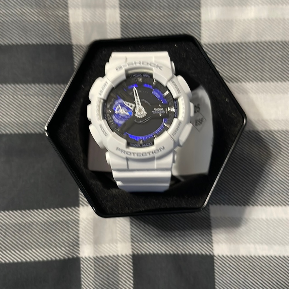 White G-SHOCK with indigo face